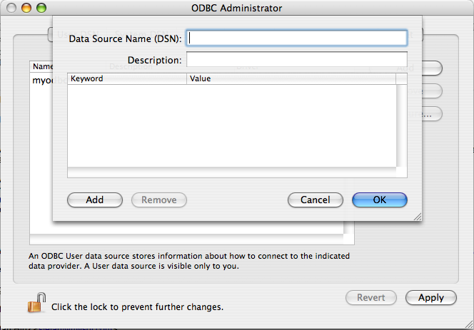 ODBC Administrator Add
                DSN _CAO