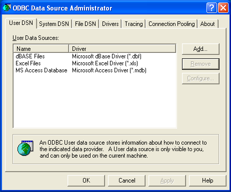 ODBC Data Source
          Administrator _CAO